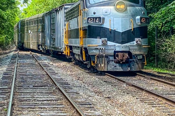 a train on a steel track