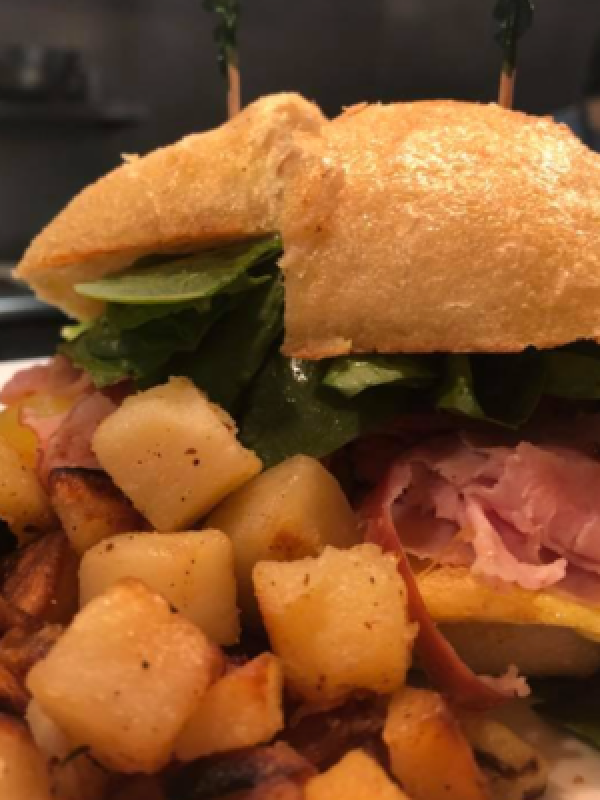 a close up of a sandwich on a plate