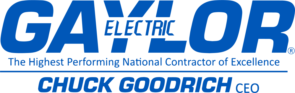 Gaylor Electric logo with CEO Chuck Goodrich's name.